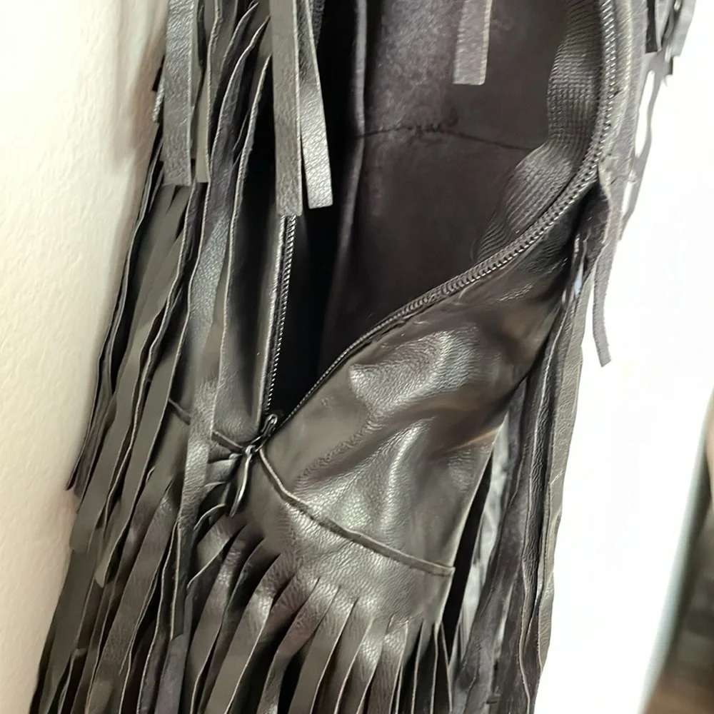 NWOT Women’s Fringe Dress Pretty Little Thing Size 4 Party Black Fancy Zipper - Picture 6 of 6